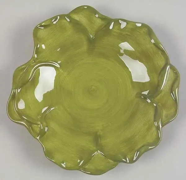 ANTIQUE GREEN LEAF SALAD PLATE 9 1/2"