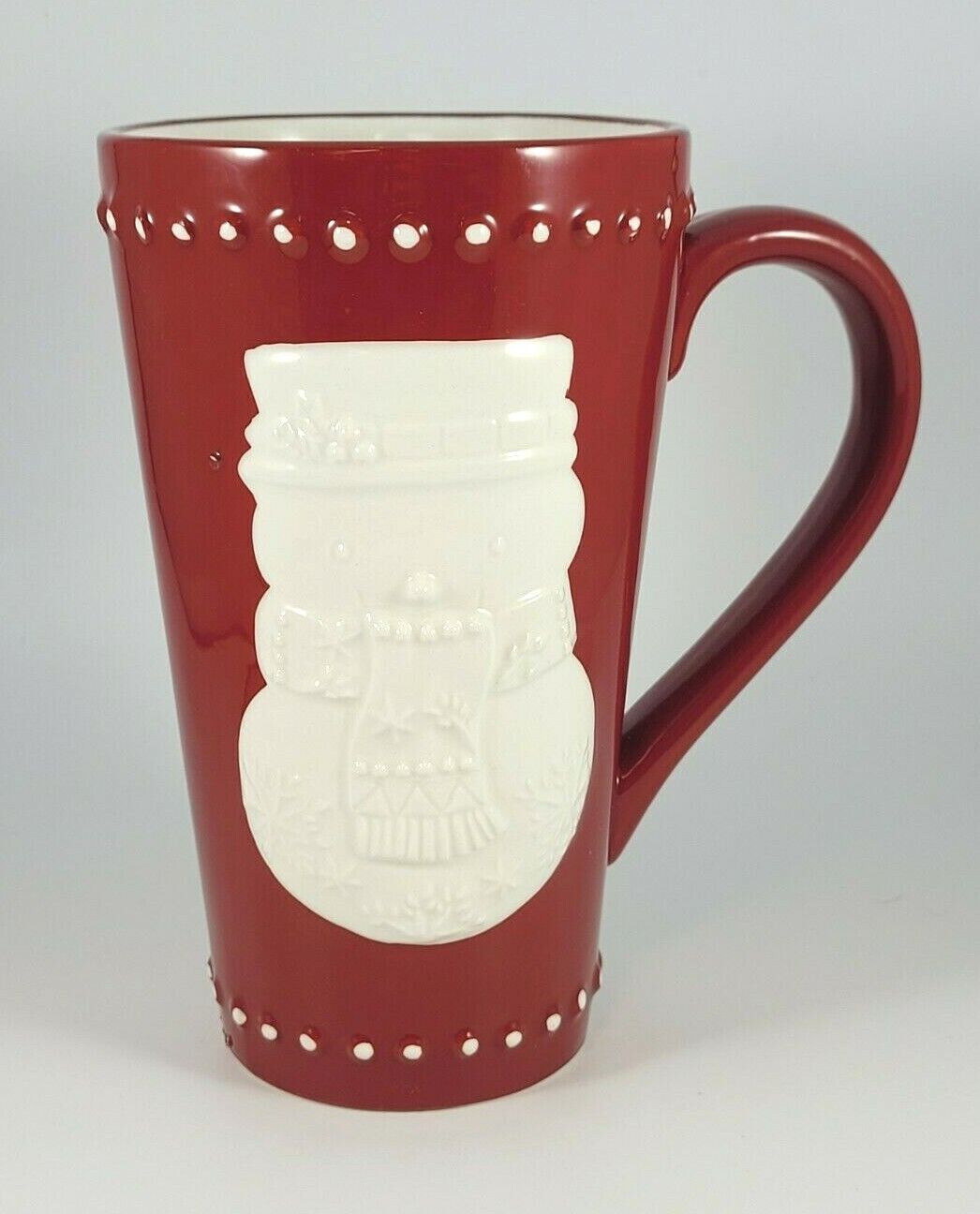 SNOWMAN TALL RED MUG