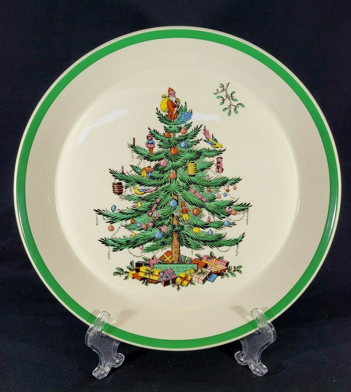 CHRISTMAS TREE GREEN TRIM VERSATILE DISH 9 3/4 "