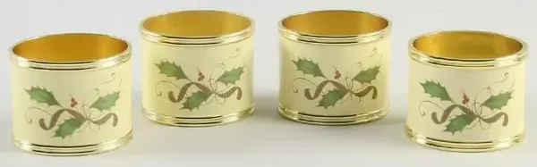 HOLIDAY NOUVEAUX GOLD NAPKIN RINGS SET OF 4