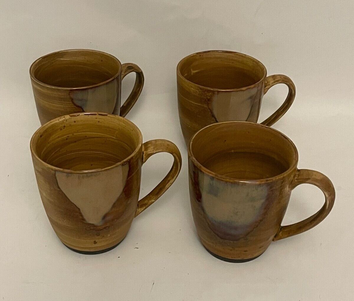 SPLASH BROWN MUGS  4" SET OF 4