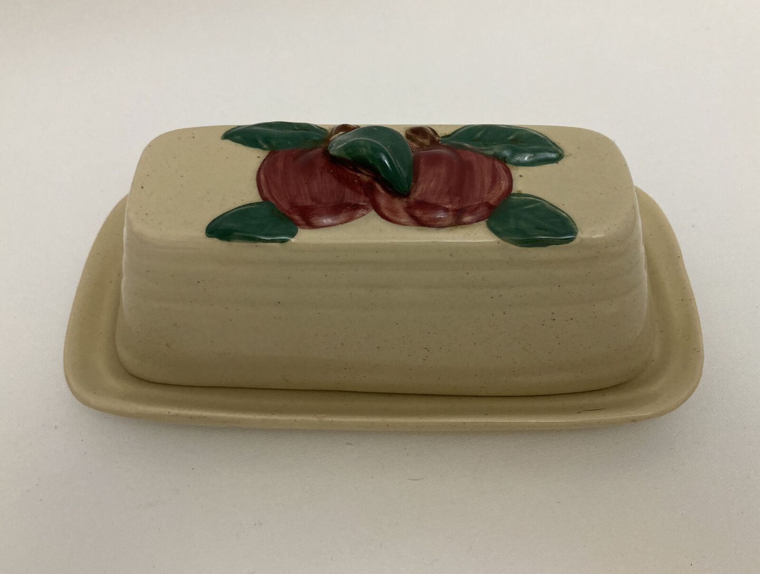 FIGURAL APPLE COVERED BUTTER DISH 8"