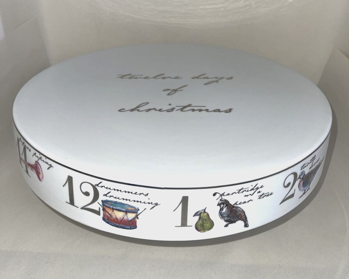 12 DAYS OF CHRISTMAS PEDISTAL CAKE PLATE 12 1/8"