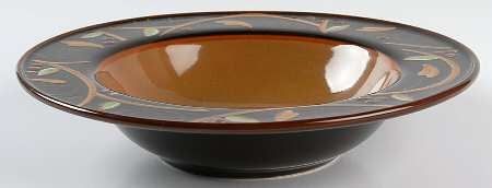 CHOCOLATE BERRIES RIM SOUP BOWL 9" CARAMEL CENTER
