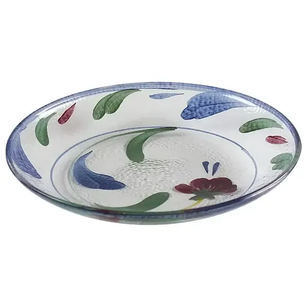 POPPIES ON BLUE GLASS SALAD/DESSERT PLATE 8 1/4&quot;