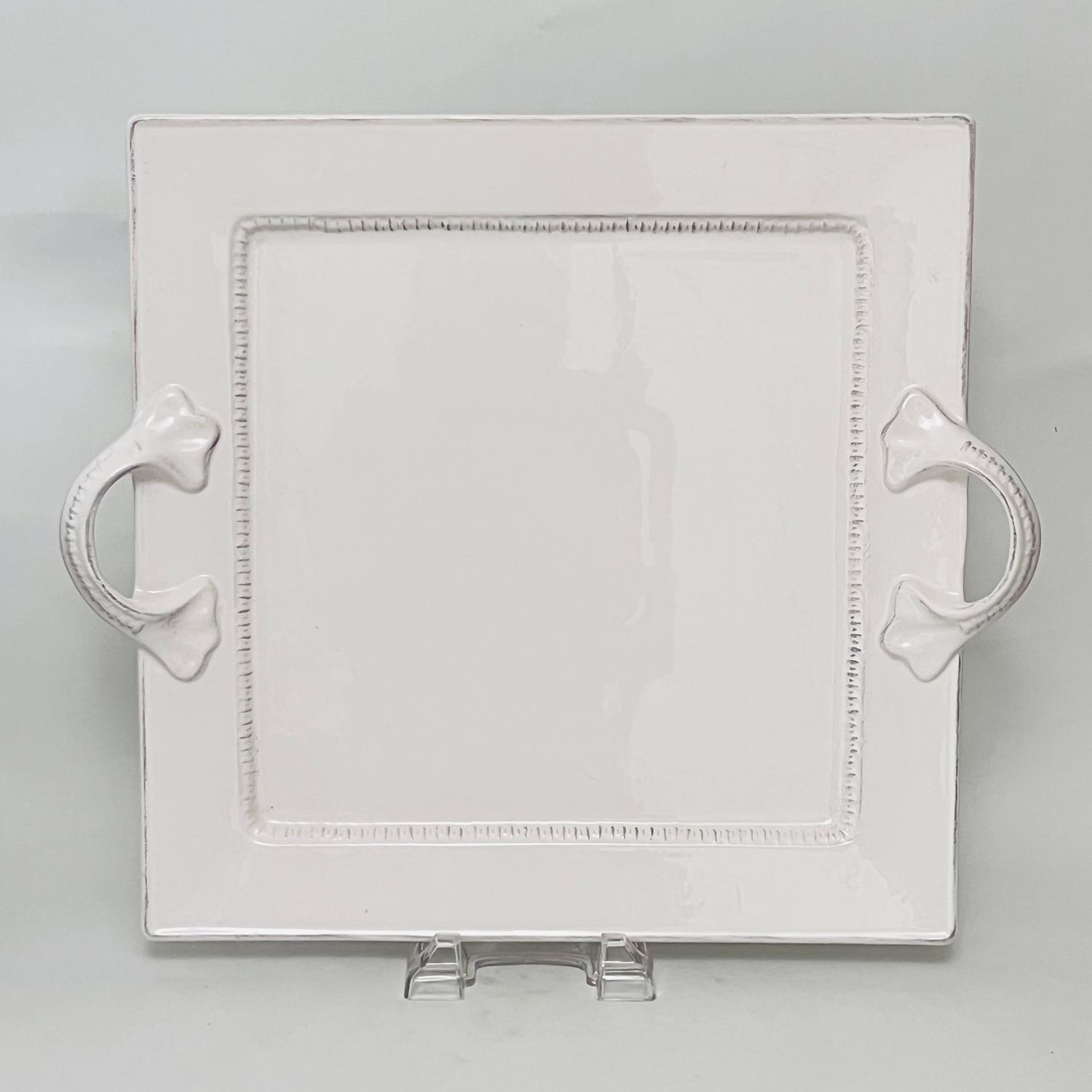 BIANCA DASH WHITE SQUARE PLATTER 14" HANDLED