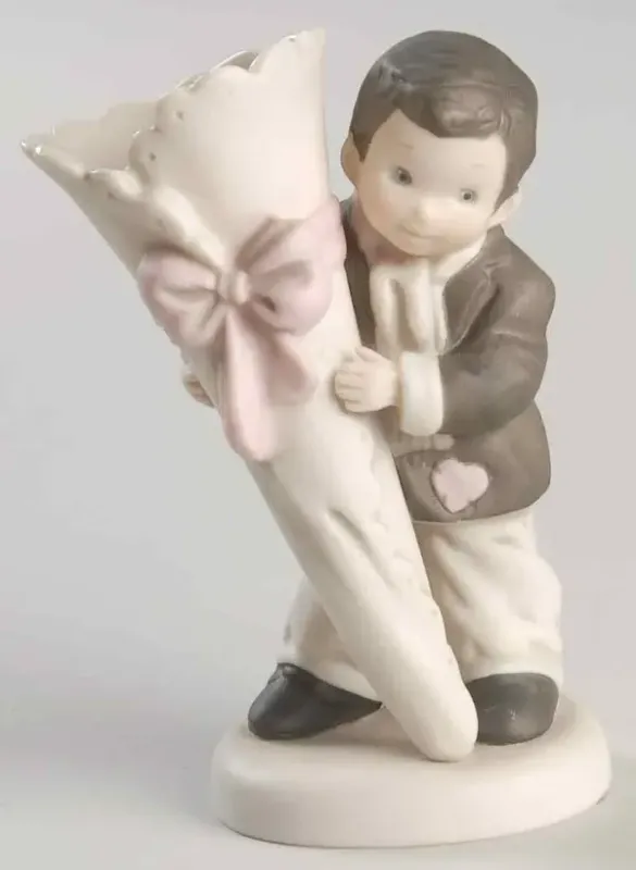 PRETTY AS A PICTURE BOY WITH FLOWER VASE