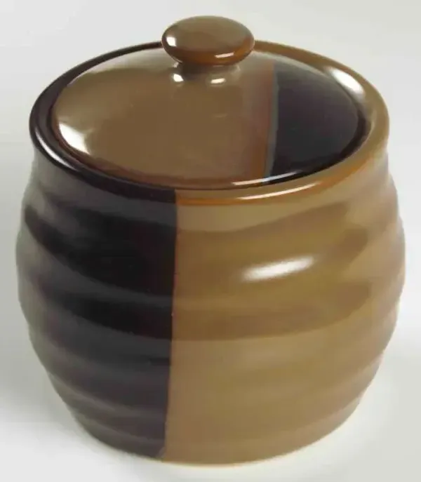 GOLD DUST BLACK SUGAR BOWL WITH LID 4"