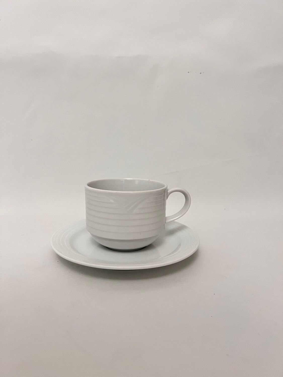 ARCTIC WHITE CUP AND SAUCER 8 RINGS 2 5/8"
