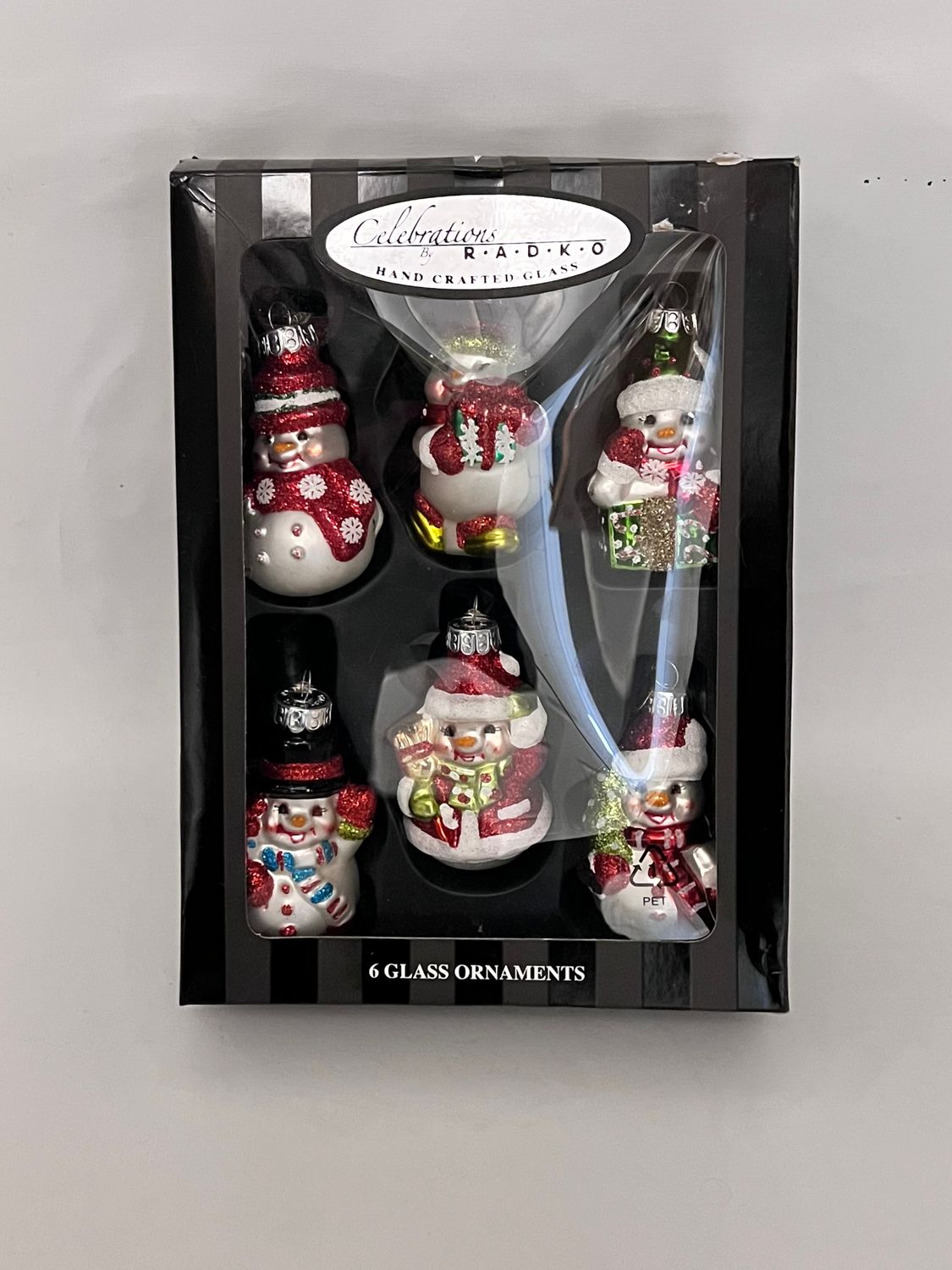 GLASS BLOWN ORNAMENTS SET OF 6