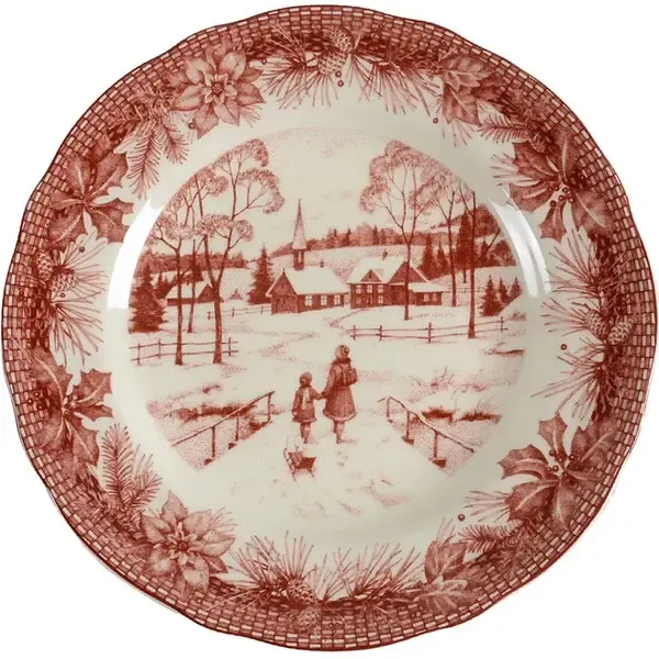 POINSETTIA TOILE SALAD PLATE 8 5/8"