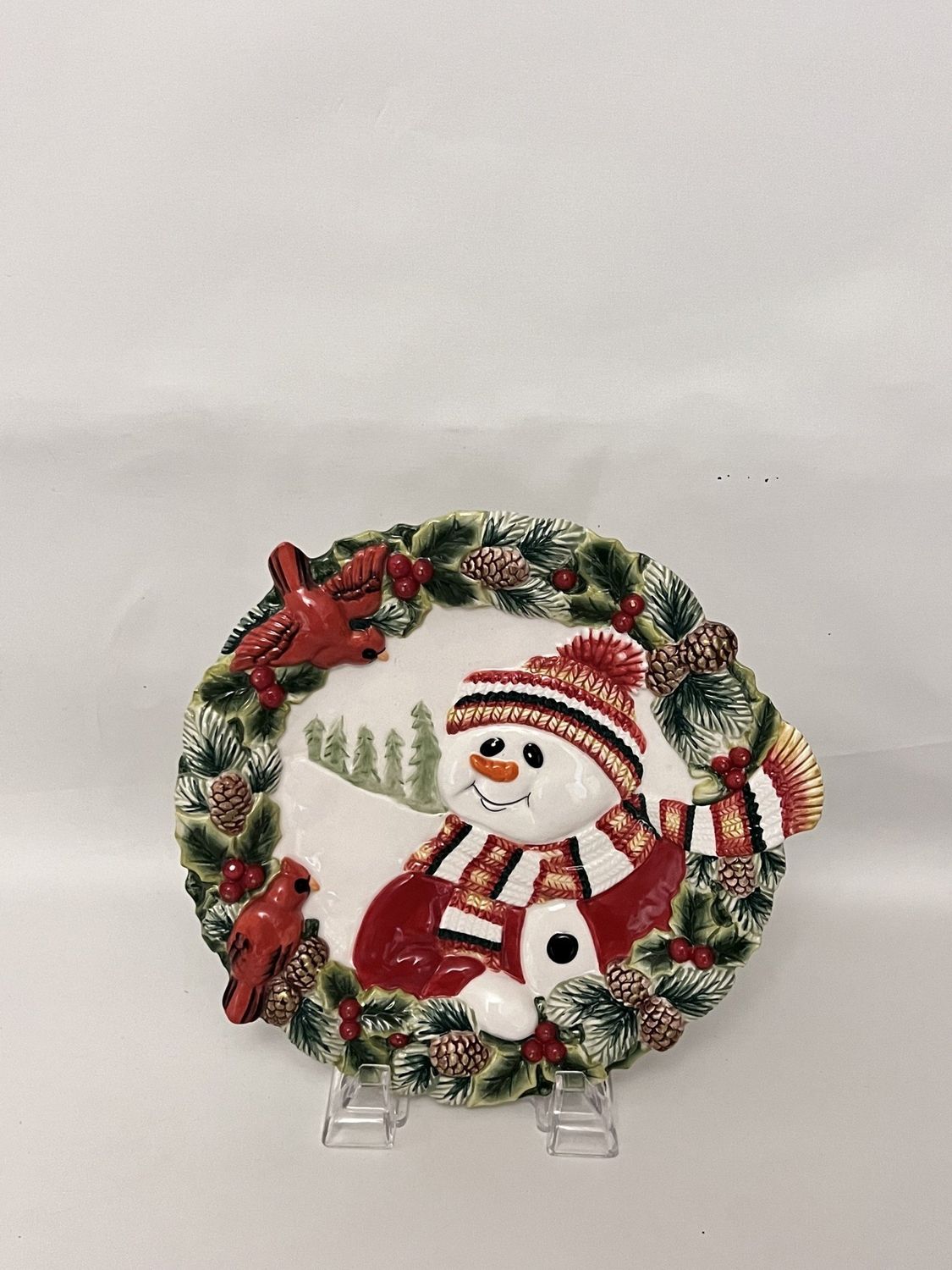 WOODLAND SNOWMAN CANAPE PLATE SNACK PLATE
