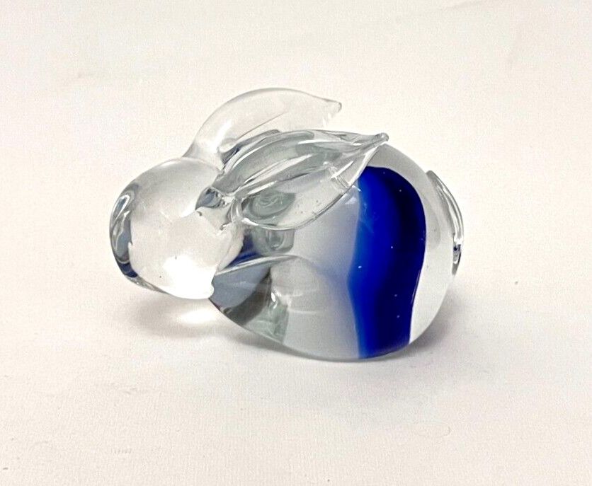 GLASS BUNNY PAPERWEIGHT COBALT