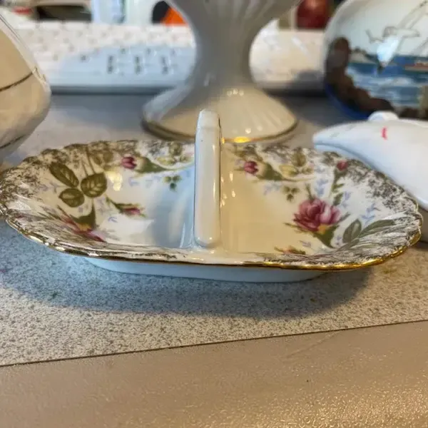 MOSS ROSE CHZ14 TRINKET DISH OPEN SALT &amp; PEPPER