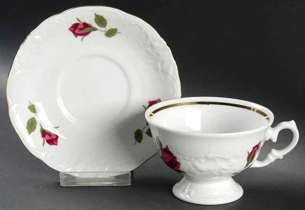 ROSES EMB. SCROLLING GOLD TRIM SAUCER REPLACEMENT 5 5/8"