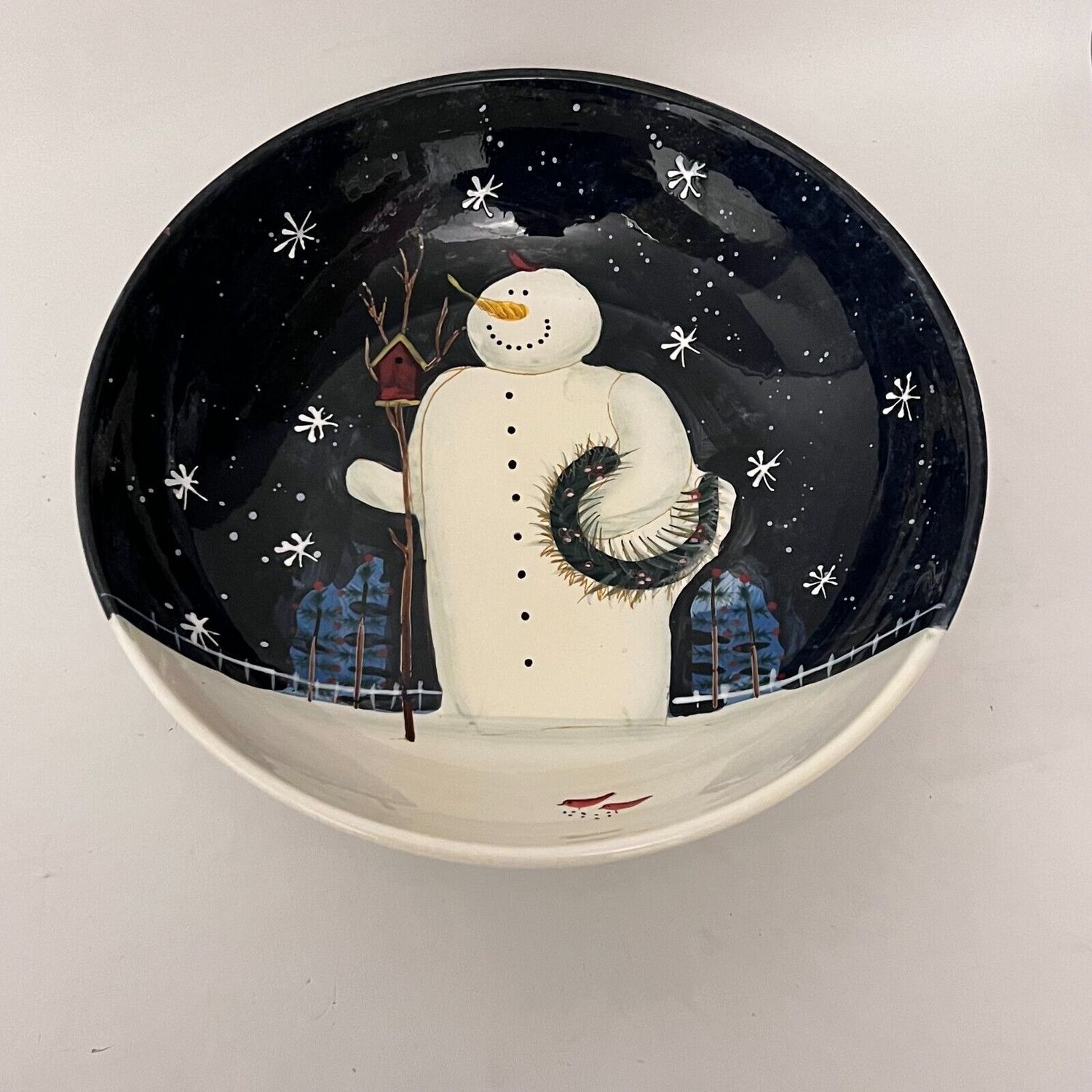TWILIGHT SNOWMAN PASTA BOWL  13"