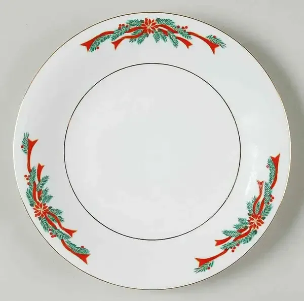 POINSETTIA &amp; RIBBONS SALAD PLATE 7 1/2"