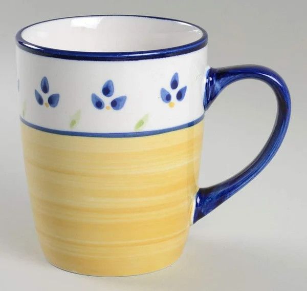 COLOR STROKES (BLUE LEAVES) MUG 4 1/4"