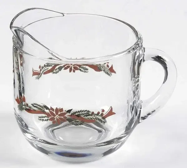 POINSETTIA &amp; RIBBONS CREAMER GLASS