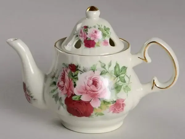 VICTORIAN ROSE POTPOURRI TEAPOT JAR &amp; LID