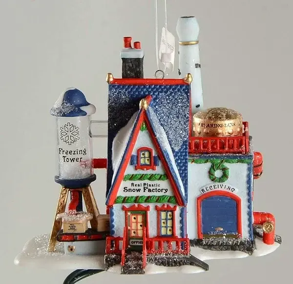 NORTH POLE VILLAGE ORNAMENT REAL PLASTIC SNOW FACTORY
