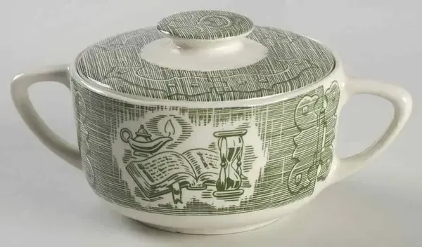 OLD CURIOSITY SHOP GREEN SUGAR BOWL 3 "
