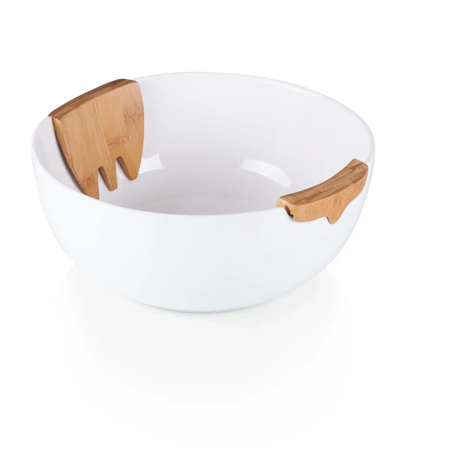 SALAD BOWL WITH WOOD SERVERS9 1/2"