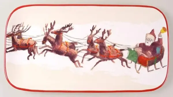 SANTA &amp; HIS REINDEER TRAY 17"