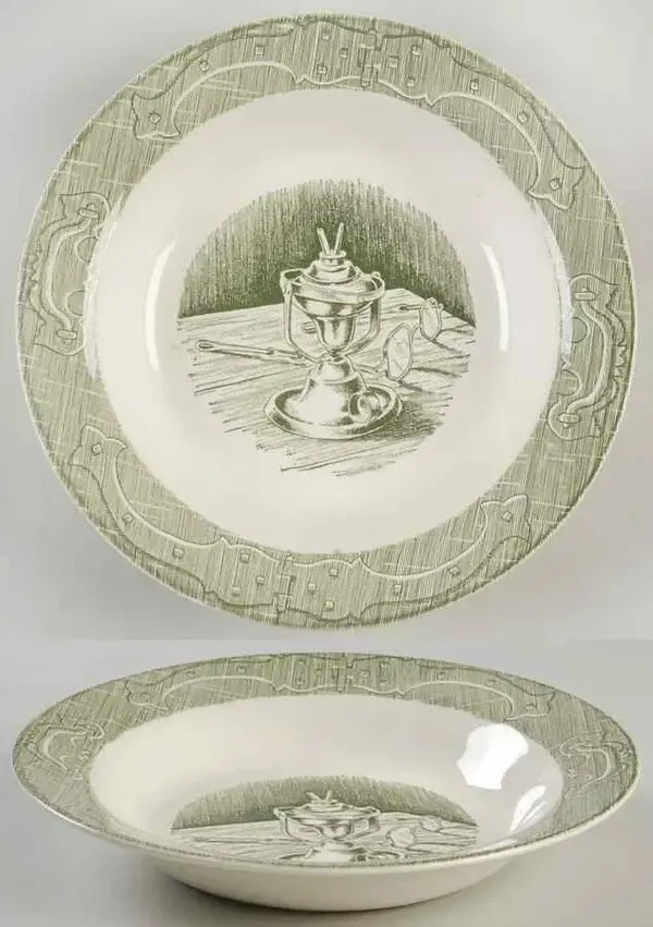 OLD CURIOSITY SHOP GREEN SOUP BOWL 8 3/8"