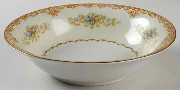GOLD RUST FLORAL VEGETABLE BOWL ROUND 9 1/2"