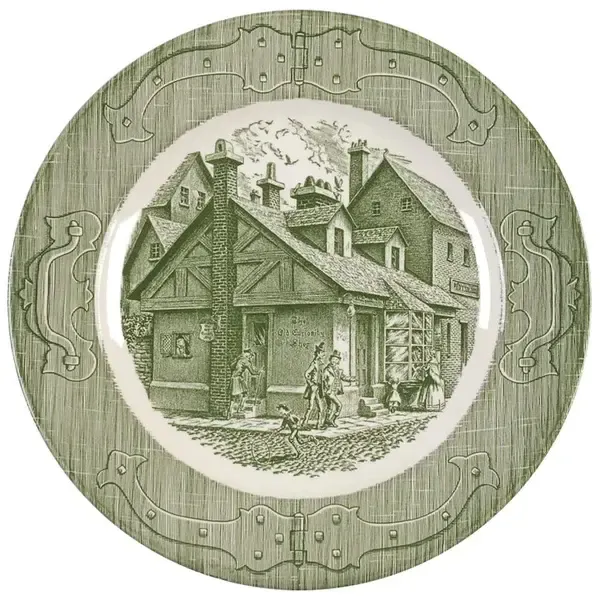 OLD CURIOSITY SHOP GREEN DINNER PLATE 10 1/8"