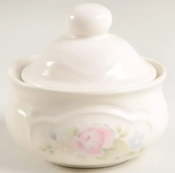 TEA ROSE ROUND SUGAR BOWL &amp; LID 4 1/4"