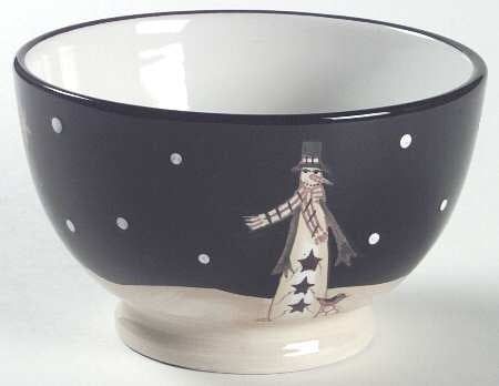 MIDNIGHT SNOWMAN CEREAL BOWL 5 1/4"