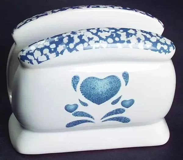 BLUE HEARTS NAPKIN HOLDER  3 7/8"
