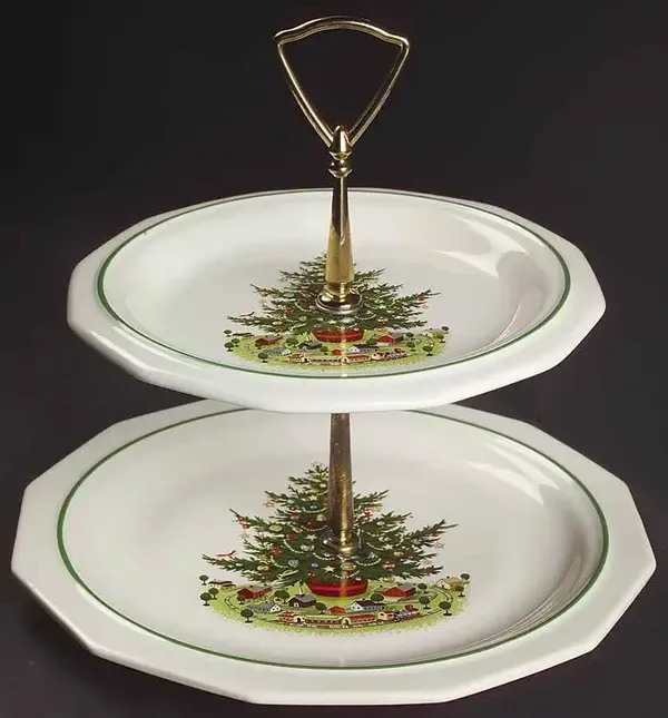 CHRISTMAS HERITAGE 2 TIER SERVING TRAY