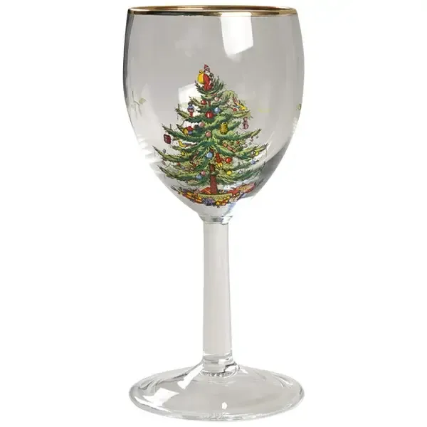 CHRISTMAS TREE GREEN OR RED TRIM WINE 7 1/4"