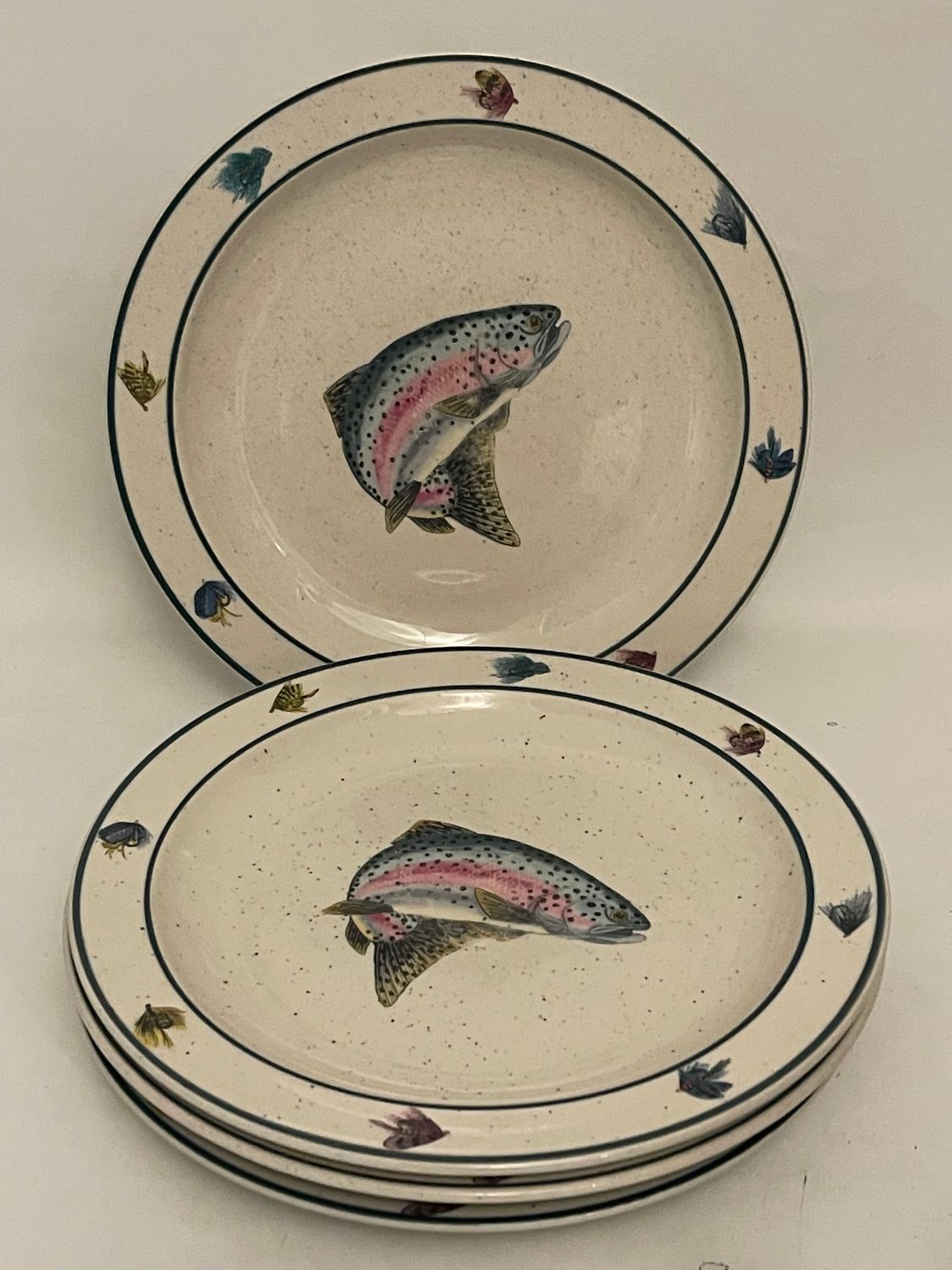RAINBOW TROUT SALAD PLATES 8 1/2" SET OF 4