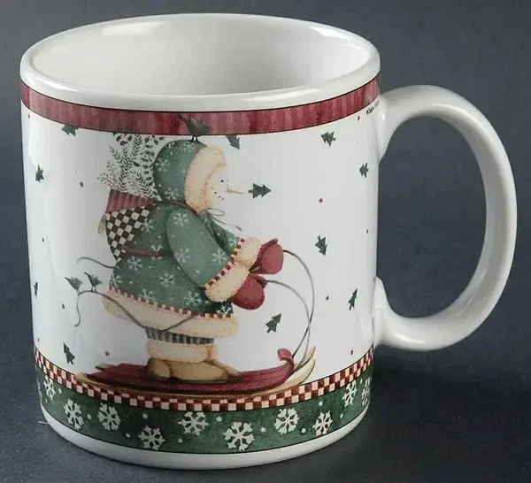 SLEDDING CHARACTERS MUG  3 3/4"