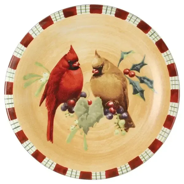 WINTER GREETINGS SALAD PLATE CARDINAL 8 1/4"