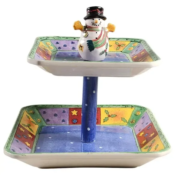 SWEET SHOPPE CHRISTMAS 2 TEIR SERVING TRAY  9 1/2