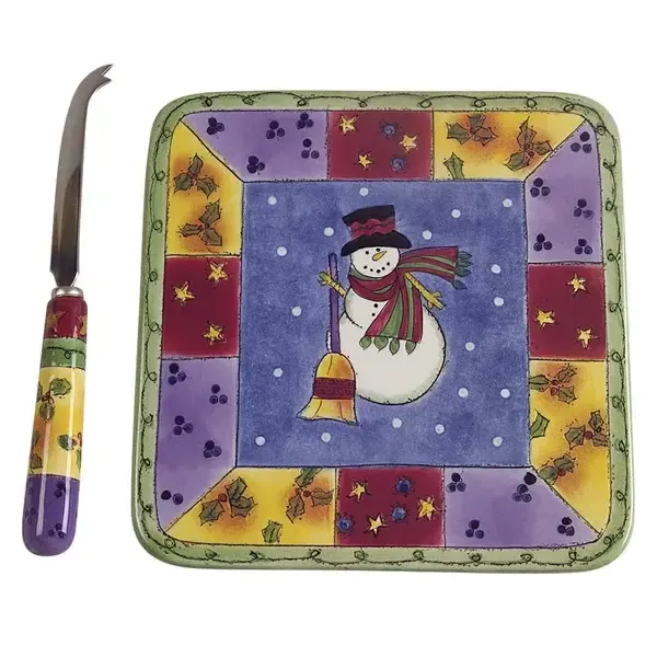 SWEET SHOPPE CHRISTMAS  CHEESE TRAY WITH KNIFE