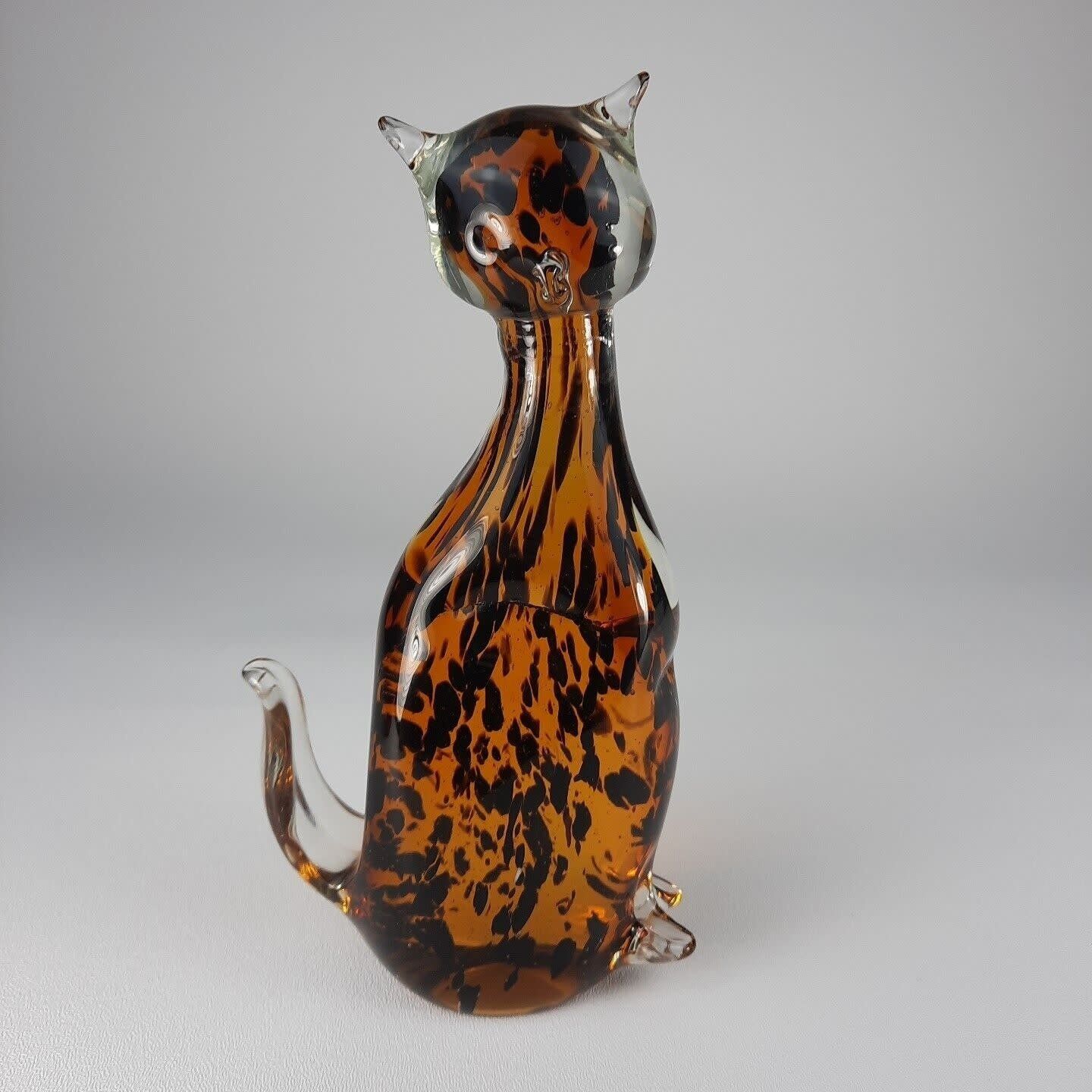 HANDBLOWN GLASS CAT FIGURINE