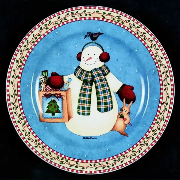 JOLLY SNOWMAN SALAD PLATE-BAG 8 1/4'