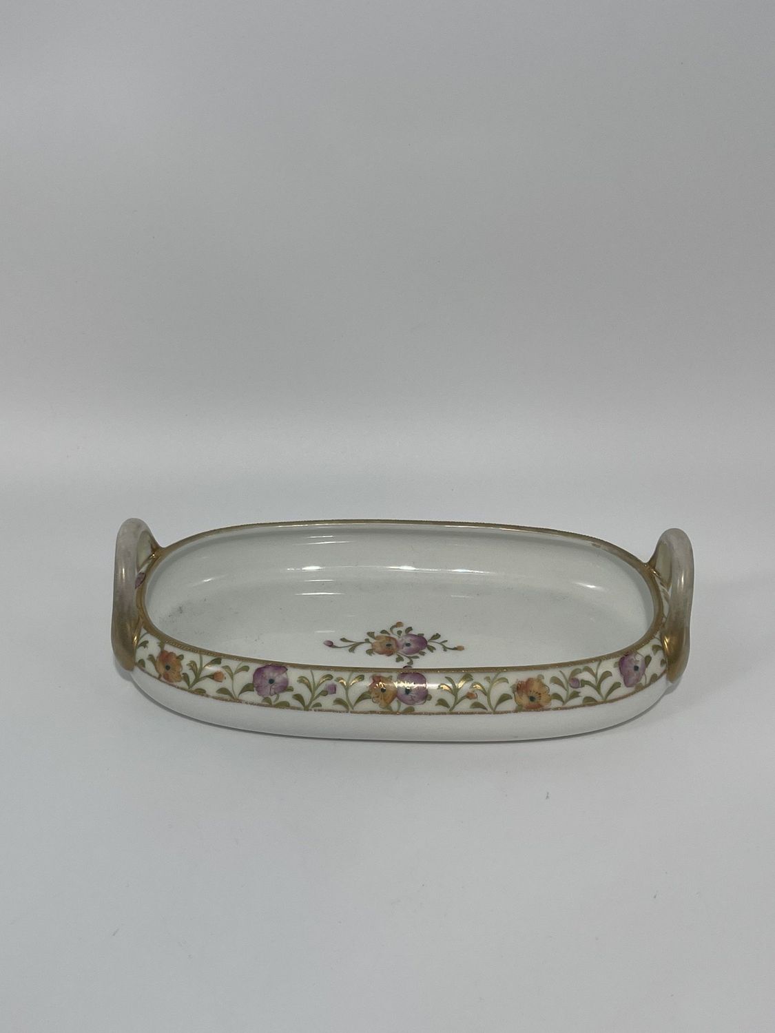 HAND PAINTED DOUBLE OPEN FINGER BOWL 7 1/4