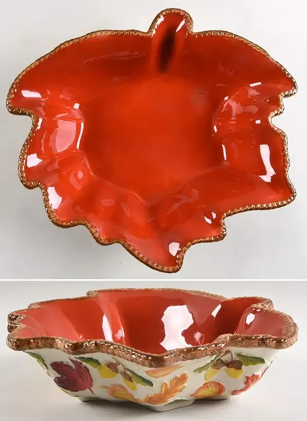 HARVEST EMBOSSED LEAF BOWL 11"