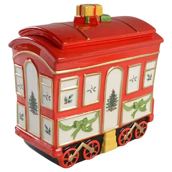 CHRISTMAS TREE TRAIN CAR JAR 9"