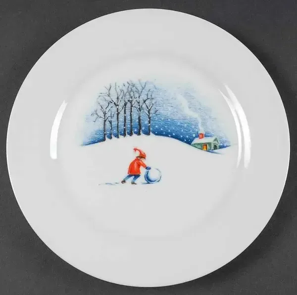 CHRISTMAS VILLAGE SALAD PLATE 8"