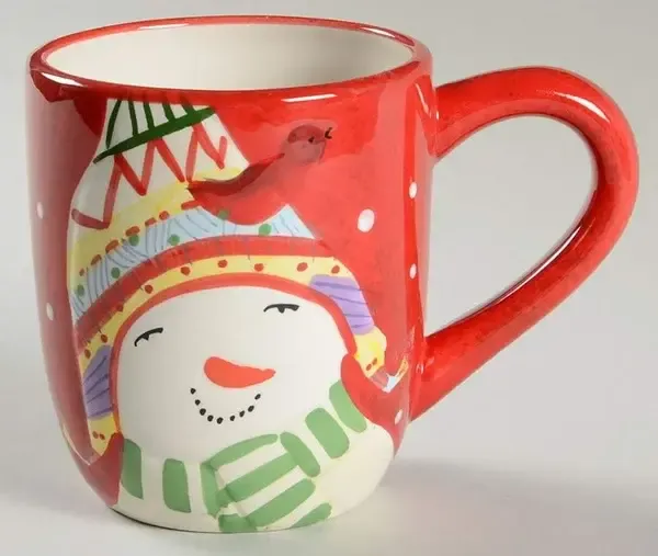 SNOWMATES RED MUG 4 3/8"