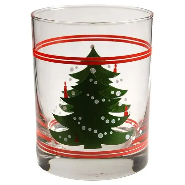 CHRISTMAS TREE DOUBLE OLD FASHION GLASS 4 1/4"