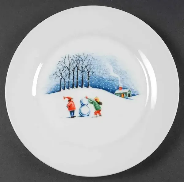 CHRISTMAS VILLAGE SALAD PLATE 8"